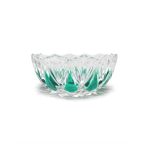HALOTEC | Glasschale 16 cm | Handgefertigte Dekoration mit grünen Details | Elegante Schale für Desserts, Vorspeisen und Dekoration | Ø160xH65 mm | Original Walther Glas | Made in Germany von HALOTEC