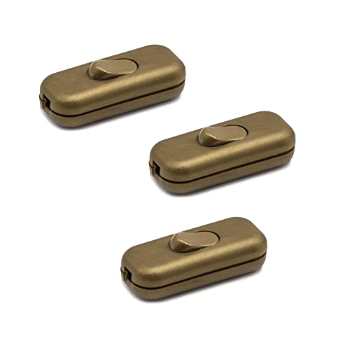 HALOTEC | Pack 3 Einpoliger Tastschalter für Tischlampen | Gold | 2A 250V | Hergestellt in Italien | Einfache Installation | Kippschalter Ein/Aus von HALOTEC