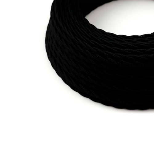 HALOTEC Textilkabel Schwarz 5 Meter | Lampenkabel Stoff Gedreht 2x0,75mm² | Gewebtes Beleuchtungskabel | Textilummantelt Kabelrolle | Farbe Schwarz HALOTEC Textilkabel Schwarz 5 Meter | Lampenkabel Stoff Gedreht 2x0,75mm² | Gewebtes Beleuchtungskabel | Textilummantelt Kabelrolle | Farbe Schwarz von HALOTEC