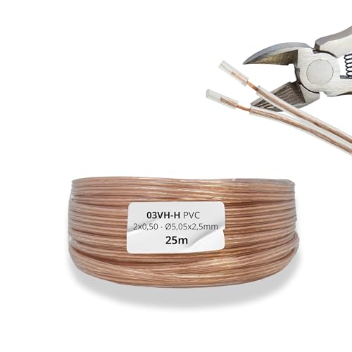 HALOTEC. 25 Meter Parallelkabel flexibel transparent Kupfer PVC 2 x 0,50 mm² | Doppelkabel transparent Kupfer | Parallele Elektroschnur für Beleuchtung und Elektronik. HALOTEC. 25 Meter Parallelkabel flexibel transparent Kupfer PVC 2 x 0,50 mm² | Doppelkabel transparent Kupfer | Parallele Elektroschnur für Beleuchtung und Elektronik. von HALOTEC