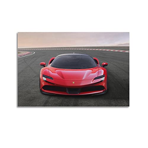 HALOUB Rennauto-Poster für Ferrari SF90 Stradale Supercar, dekoratives Gemälde, Leinwand, Wand- und Kunstbild, Familien-Schlafzimmer, 60 x 90 cm von HALOUB