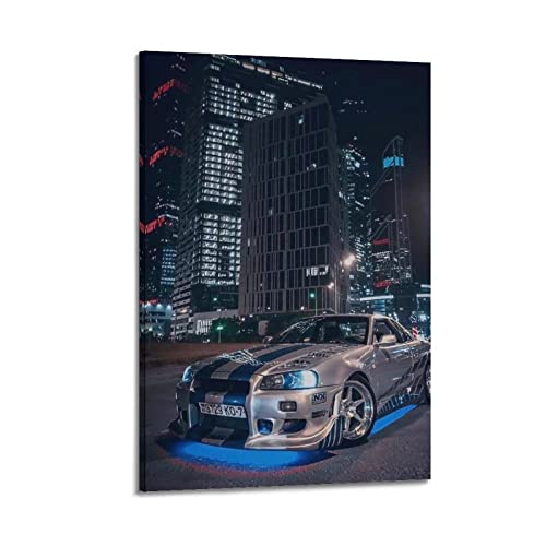 HALOUB Rennauto-Poster für Nissan GTR R34 Sportauto, dekoratives Gemälde, Leinwand, Wand- und Kunstbild, Familien-Schlafzimmer, Dekoration, 40 x 60 cm von HALOUB