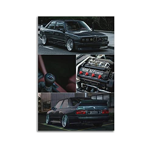 HALOUB Sportwagen-Poster für BMW E30 M3 Rennauto, dekoratives Gemälde, Leinwand, Wand- und Kunstbild, Dekoration für Familienzimmer, 30 x 45 cm von HALOUB