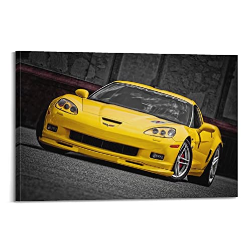 HALOUB Sportwagen-Poster für Chevrolet Corvette C6 Rennauto, dekoratives Gemälde, Leinwand, Wand- und Kunstbild, Familienzimmer, 60 x 90 cm von HALOUB