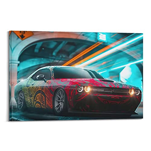 HALOUB Sportwagen-Poster für Dodge SRT American Muscle Car Dekorative Malerei Leinwand Wand und Kunst Bild Familienzimmer Dekor 30 x 45 cm von HALOUB