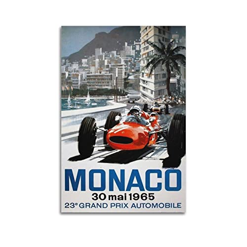 HALOUB Vintage Race Car 1965 Monaco Vintage Racing Poster Dekorative Malerei Leinwand Wand und Kunst Bild Familie Schlafzimmer Dekor 40 x 60 cm von HALOUB