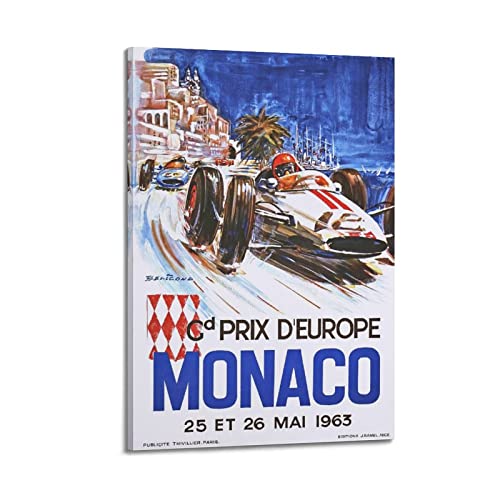 HALOUB Vintage Racing Poster Monaco Dekoratives Gemälde Leinwand Wand und Kunst Bild Familie Schlafzimmer Dekor 30 x 45 cm von HALOUB