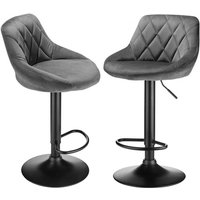 2 Barhocker Set Flanell Hocker Barstuhl Kunstleder Design Barstühle Bar Hocker Stühle GRAU von HALOYO