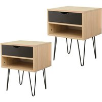 2er Nachttisch Nachtschrank mit Schublade Nachtkommode 403450cm von HALOYO
