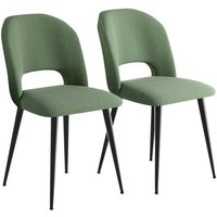 2er Set Esszimmerstühlen Wohnzimmerstuhl Küchenstuhl Gepolsterte Stühle Gestreiftes Tuch Metallbeine 86x58x50cm Grün 2er Set Esszimmerstühlen Wohnzimmerstuhl Küchenstuhl Gepolsterte Stühle Gestreiftes Tuch Metallbeine 86x58x50cm Grün von HALOYO
