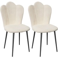 2er Set Esszimmerstuhl Wohnzimmerstuhl Küchenstuhl Samtstühle Upholsterter Möbel 43x44x90cm Weiß von HALOYO