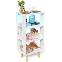 3-Ebenen Nachttisch mit EU-Adapter und 0,4 m Leuchtband für Schlafzimmer Wohnzimmer 40x30x87.5cm Weiß 3-Ebenen Nachttisch mit EU-Adapter und 0,4 m Leuchtband für Schlafzimmer Wohnzimmer 40x30x87.5cm Weiß von HALOYO