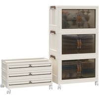 3-stöckige, durchsichtige, faltbare Aufbewahrungsbox mit Rädern – ideal zum Ordnen von Spielzeug, Kleidung oder Accessoires, platzsparend und 3-stöckige, durchsichtige, faltbare Aufbewahrungsbox mit Rädern – ideal zum Ordnen von Spielzeug, Kleidung oder Accessoires, platzsparend und von HALOYO