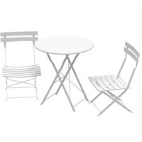 Haloyo - 3er-Set Klappgarten-Bistrotisch aus Stahl mit 2 Stühlen, 2 Stühlen und 1 Tisch, für Garten, Terrasse und Balkon,Weiß von HALOYO