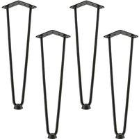 4er Tischbeine Set Hairpin Leg Haarnadelbeine Tischgestell Stahl Tisch Schwarz 41cm 2 Streben von HALOYO