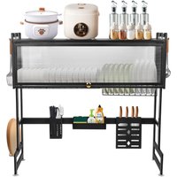 Abtropfgestell über der Spüle Ablage über der Spüle Aufbewahrungsorganisator 85x28x78cm Schwarz Abtropfgestell über der Spüle Ablage über der Spüle Aufbewahrungsorganisator 85x28x78cm Schwarz von HALOYO