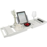 Badewannenablage Bambus Badewannenbrett Ausziehbar Integrierter Buch und Regalhalter Weinglashalter 70-105cmx23x3cm Weiß Badewannenablage Bambus Badewannenbrett Ausziehbar Integrierter Buch und Regalhalter Weinglashalter 70-105cmx23x3cm Weiß von HALOYO