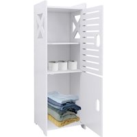 Badezimmerschrank mit 2 Türen - 24x22x75cm Weiß Badezimmerschrank mit 2 Türen - 24x22x75cm Weiß von HALOYO