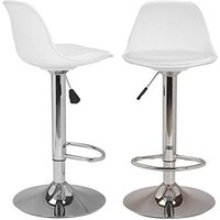 Barhocker 2er Set, höhenverstellbar, Küchenbarstuhl mit Rückenlehne und Fußstütze, 360° drehbar,Weiß - Haloyo von HALOYO