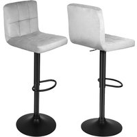 Haloyo - Barhocker 2er Set Barstuhl Tresenhocker Bistrohocker Designer Hocker mit Rückenlehne, Sitzfläche aus Samt, höhenverstellbar drehbar-hellgrau von HALOYO