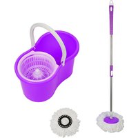 Bodenwischer 360° Verdrehbar Wischmop Schleuder Mikrofaser Set für Haushalt Mop lila von HALOYO