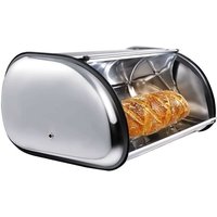 Haloyo - Brotkasten Edelstahl Brotbehälter Brotaufbewahrung Brotkiste Brotbox Rolldeckel Schiebedeckel Silber von HALOYO