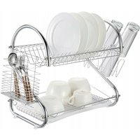 Geschirrtrockner Geschirrstaender Abtropfgestell Abtropfgitter Geschirrabtropfer -2 Etagen Geschirrständer Besteckkorb von HALOYO
