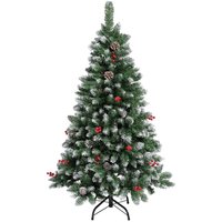 Haloyo® 150 cm grüner Weihnachtsbaum, künstlicher Weihnachtsbaum mit Ornamenten, Dekoration für Weihnachtsfeier, einfache Montage von HALOYO