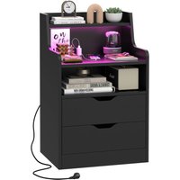 Haloyo® 1er-Set Nachttisch, 3 Schubladen, Nachttisch mit Steckdosen, Holzdekoration für Wohnzimmer, Schlafzimmer, Büro, 45 x 35 x 72,5 cm, Schwarz von HALOYO