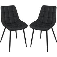 Haloyo® 2er Set Esszimmerstuhl,Esszimmerstühle aus PU mit Metallbeinen, Designerstuhl,Küchenstuhl,Schwarz von HALOYO