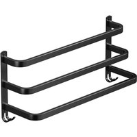 Haloyo® Edelstahl Handtuchhalter,für Badheizkörper Handtuchtrockner mit Haken,50 x 24 x 14.4cm,Schwarz von HALOYO
