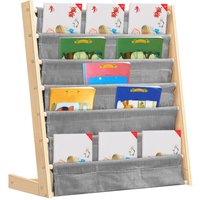 Haloyo® Kinderbücherregal mit 6 Etagen und Tasche, für Kinderzimmer, Kindertagesstätte, Vorschule, Grau von HALOYO