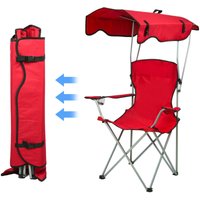 Haloyo® Klappbarer Strandstuhl, Strandkorb mit Bezug, mit Kissen, Campingstuhl mit Kühltasche, 50x50x120cm, Rot von HALOYO