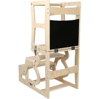 Haloyo® Lernturm für Kinder ab 1 Jahr, für Küche und Bad, Kippschutz, 87x57x39cm, Holzfarbe von HALOYO