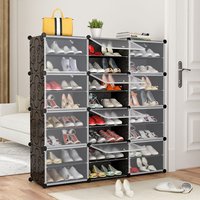 12 Fächer Haloyo Kunststoff Schuhablage,Kunststoff-Schuhregale Organizer,für Schrank Flur Schlafzimmer Eingang,120 x 30 x 120 cm,Schwarz von HALOYO