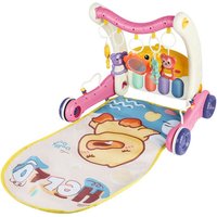 2 in 1 Baby-Lauflernhilfe Aktivitätsmatte, Baby Spielgerät, mit Play Piano Musikalische Lichter, 0 bis 12 Monate, Rosa von HALOYO