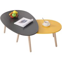 2er Couchtisch Set Beistelltisch Kaffetisch Couchtisch Wohnzimmer Tisch (986040cm+884834cm) Grau+gelb von HALOYO