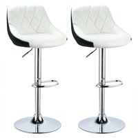 Haloyo 2er-Set Barhocker, höhenverstellbar mit Rückenlehne, PU-beschichtet, 360-Grad-Drehgelenk und Fußstütze, Weiß und Schwarz Haloyo 2er-Set Barhocker, höhenverstellbar mit Rückenlehne, PU-beschichtet, 360-Grad-Drehgelenk und Fußstütze, Weiß und Schwarz von HALOYO