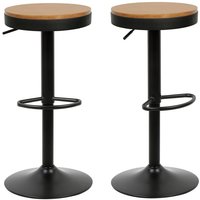 Haloyo - 2er-Set Barhocker aus Holz Höhenverstellbar, einfacher Barhocker mit Rückenlehne, rustikaler Dreh-Barstuhl im Vintage-Stil für den Garten von HALOYO