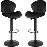 Haloyo - 2er-Set Barhocker mit Samtbezug Höhenverstellbare Küchen- & Bartheke-Stühle (Schwarz) Modern & Komfortabel Stabile Sitzhocker für Wohnung & von HALOYO