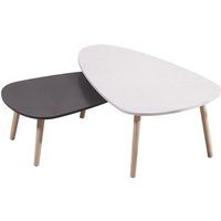 Haloyo - 2er Set Beistelltisch Retro Couchtisch Kaffeetisch Wohnzimmer Design Tisch Weiß+Grau von HALOYO