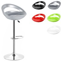 Haloyo 2er-Set Design-Barhocker aus ABS-Kunststoff, Hochstühle mit Rückenlehne und Fußstütze, 360° drehbar, höhenverstellbar, Chrombein,hellgrau von HALOYO
