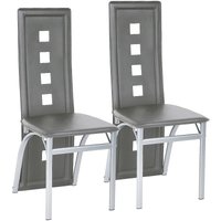 2er-Set Esszimmerstühle, Küchenstuhl mit PU-Sitz und Rückenlehne, Metallbeine, Grau - Haloyo von HALOYO