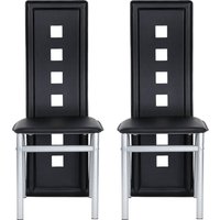 Haloyo 2er-Set Esszimmerstühle, Küchenstuhl mit PU-Sitz und Rückenlehne, Metallbeine, Schwarz von HALOYO