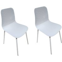 Haloyo - 2er Set Esszimmerstuhl Küchenstuhl aus Kunststoff ohne weiche Kissen 44x44x78cm Weiß von HALOYO