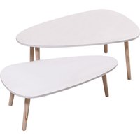 Haloyo - 2er-Set Nesttische im skandinavischen Design Beistelltische Wohnzimmer (Hochglanz Weiß) Platzsparende Beistelltische zum Stapeln Modern & von HALOYO