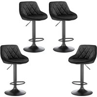 Haloyo 4er Set Barhocker mit Samtoberfläche, Küchenhocker mit Rückenlehne, höhenverstellbar, Schwarz Haloyo 4er Set Barhocker mit Samtoberfläche, Küchenhocker mit Rückenlehne, höhenverstellbar, Schwarz von HALOYO