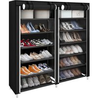 Haloyo - 6 Schicht staubdichtes Schuhregal 12030110cm 2 Säulen 6 Schicht Stoffschuhschrank Stoffschrank Schwarz von HALOYO