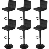 6er Set Barhocker Barstuhl Tresenhocker Bistrohocker Designer Hocker mit Rückenlehne, Sitzfläche aus Samt, höhenverstellbar drehbar-Schwarz von HALOYO