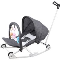 Haloyo - Babywippe Babyschaukel Babystuhl mit Spielbogen Spielzeugen 40x80x66cm grau von HALOYO